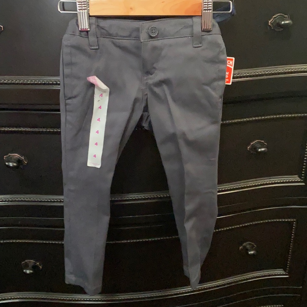 French Toast skinny adjustable waist gray pants